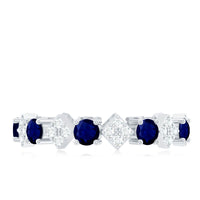 2 CT Natural Blue Sapphire and Diamond Eternity Band Ring