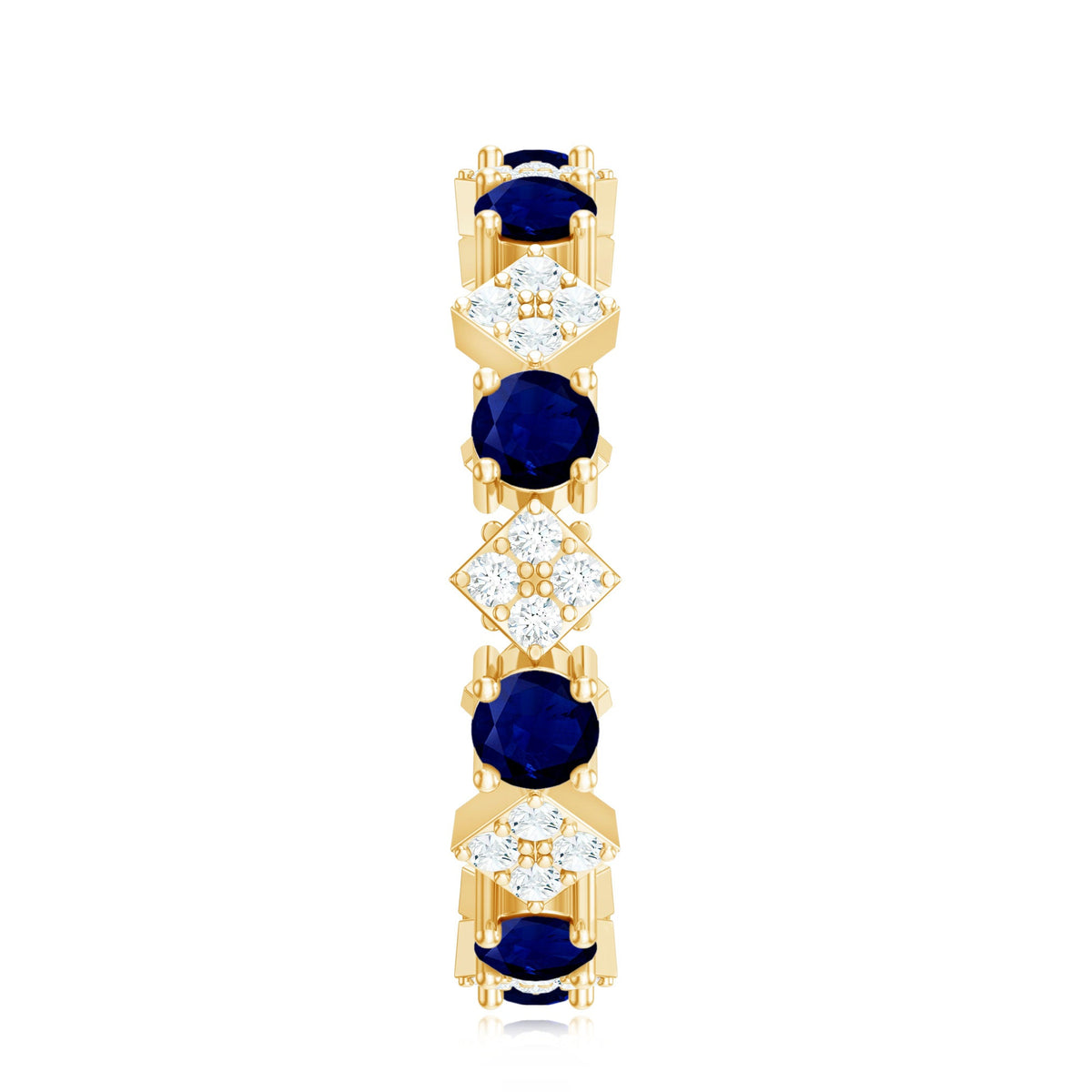 2 CT Natural Blue Sapphire and Diamond Eternity Band Ring