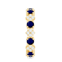 2 CT Natural Blue Sapphire and Diamond Eternity Band Ring