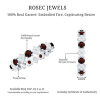 Certified Real Garnet Diamond Eternity Wedding Band Ring