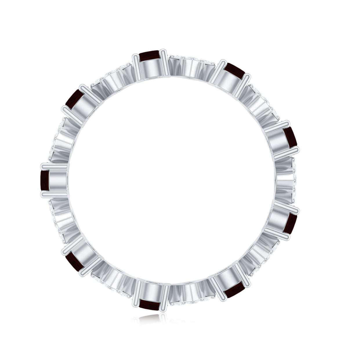 Certified Real Garnet Diamond Eternity Wedding Band Ring