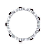Certified Real Garnet Diamond Eternity Wedding Band Ring