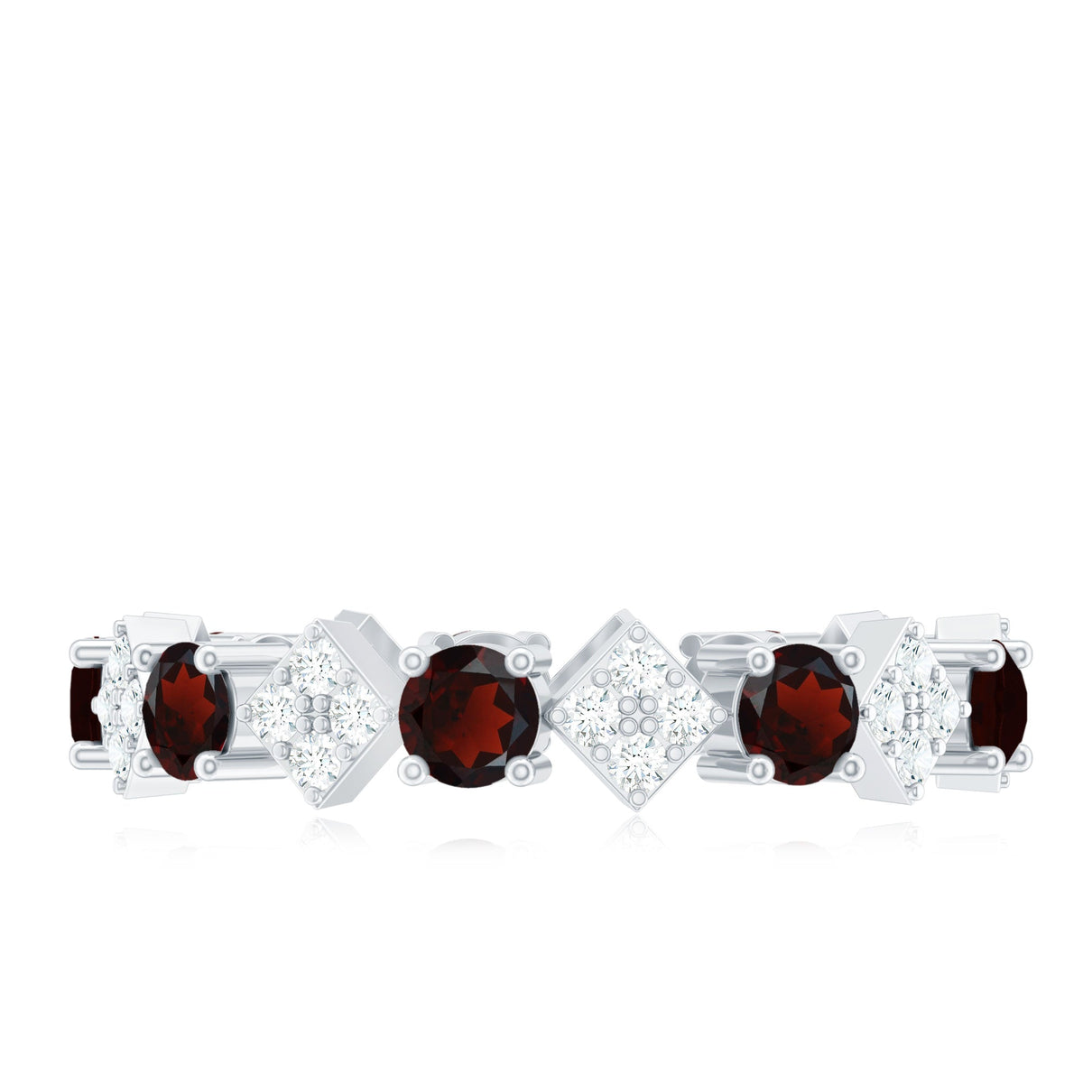 Certified Real Garnet Diamond Eternity Wedding Band Ring