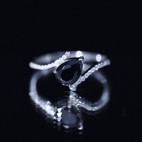 Certified 0.8 Carat Lab Grown Black and White Diamond Promise Ring with Bypass Shank
