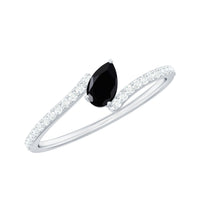 Certified 0.8 Carat Lab Grown Black and White Diamond Promise Ring with Bypass Shank