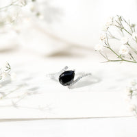 Certified 0.8 Carat Lab Grown Black and White Diamond Promise Ring with Bypass Shank