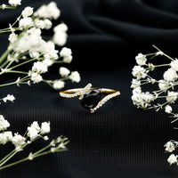Certified 0.8 Carat Lab Grown Black and White Diamond Promise Ring with Bypass Shank