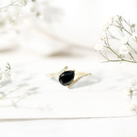 Certified 0.8 Carat Lab Grown Black and White Diamond Promise Ring with Bypass Shank