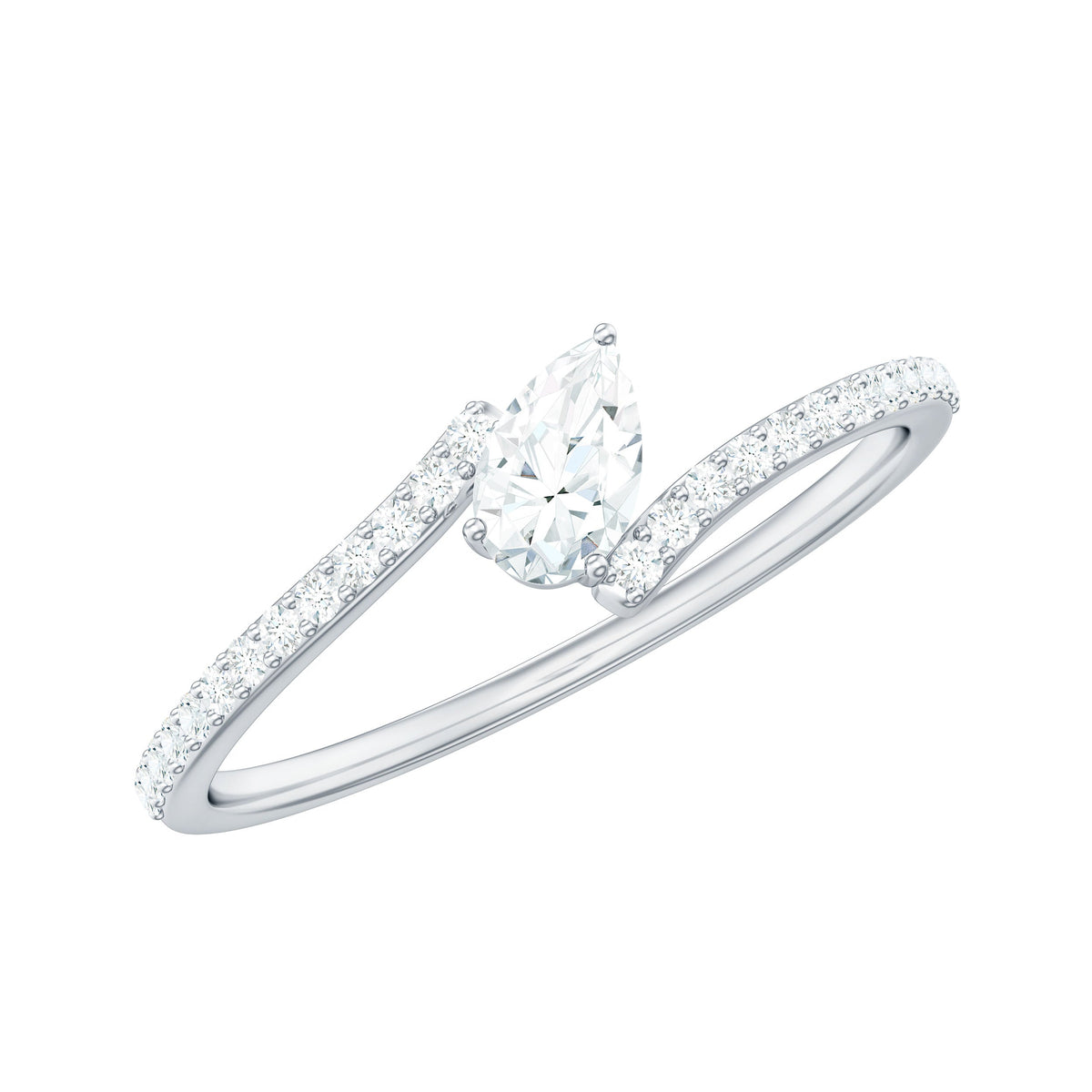 Certified Natural Diamond Promise Ring with Bypass Shank