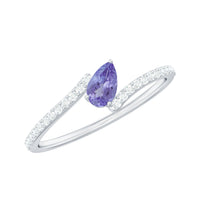 Natural Pear Shape Tanzanite Diamond Promise Ring for Engagement