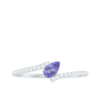Natural Pear Shape Tanzanite Diamond Promise Ring for Engagement