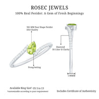 Natural Pear Shape Peridot Promise Ring with Bypass Diamond