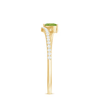 Natural Pear Shape Peridot Promise Ring with Bypass Diamond