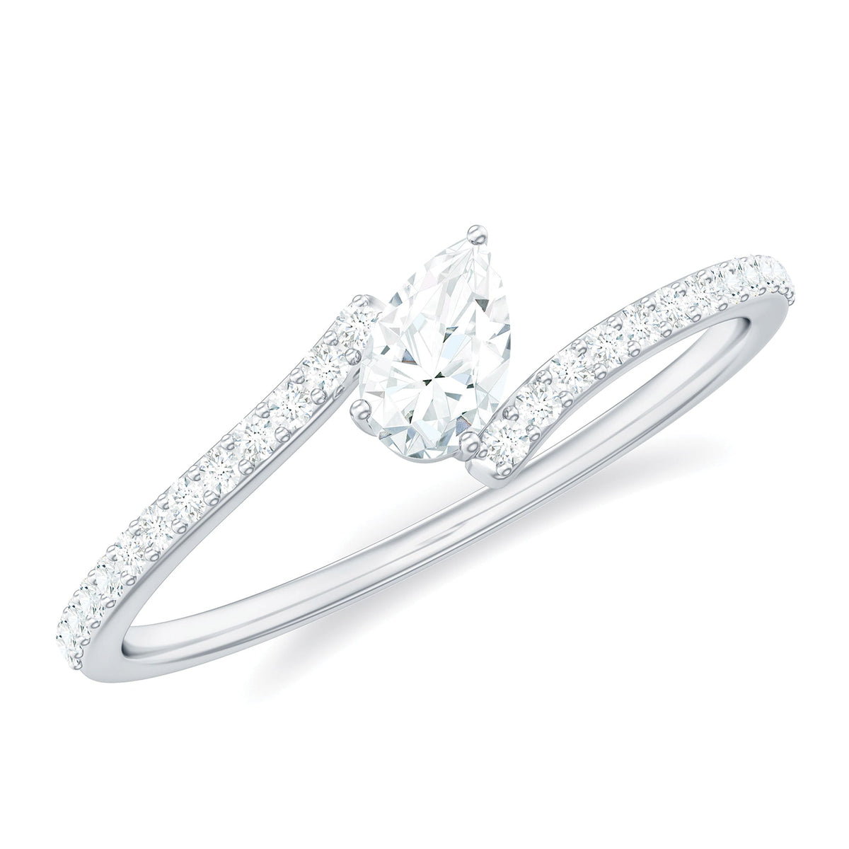 Pear Shaped Moissanite Bypass Promise Ring for Her