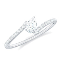 Pear Shaped Moissanite Bypass Promise Ring for Her