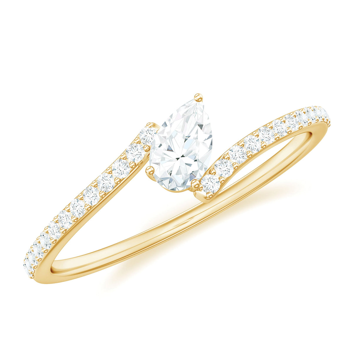 Pear Shaped Moissanite Bypass Promise Ring for Her