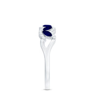 Rosec Jewels blue sapphire and diamond marquise cut wedding anniversary band ring with intricate detailing.