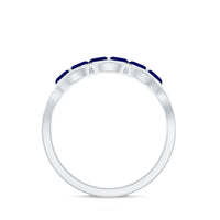 Certified Marquise cut blue sapphire and diamond wedding anniversary band ring by Rosec Jewels featuring elegant gemstone design.