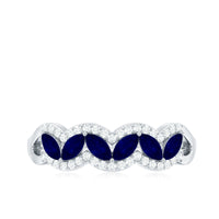 Marquise cut blue sapphire and diamond wedding anniversary band ring by Rosec Jewels, featuring sparkling gemstones and elegant design.