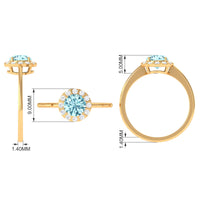 1 CT aquamarine engagement ring with diamond floating halo by Rosec Jewels, showcasing a sparkling aquamarine center and elegant design.