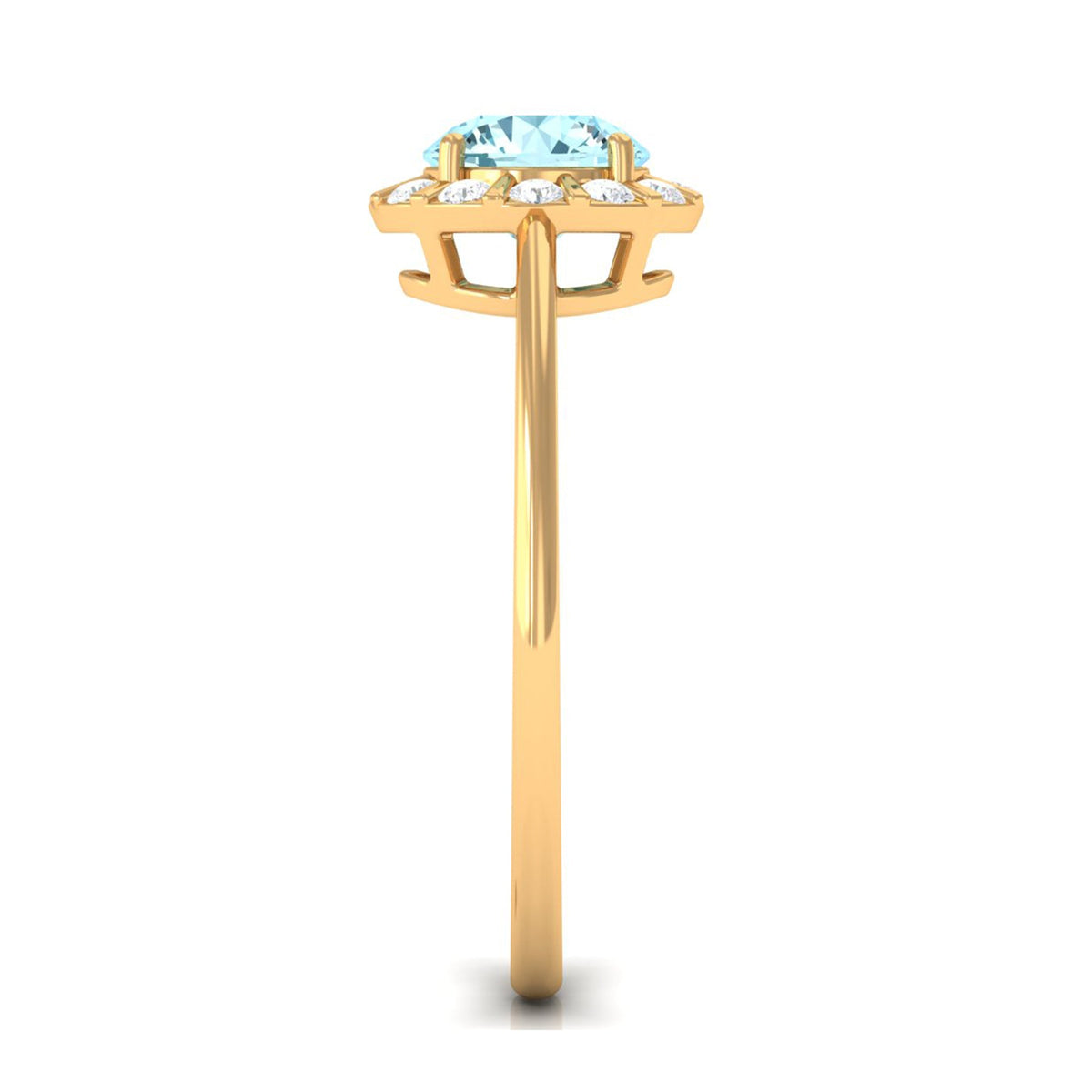 Rosec Jewels 1 CT aquamarine engagement ring with floating diamond halo, showcasing a stunning gemstone and elegant design.