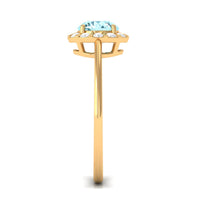Rosec Jewels 1 CT aquamarine engagement ring with floating diamond halo, showcasing a stunning gemstone and elegant design.