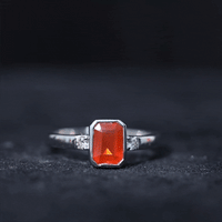 1 Carat Fire Opal Emerald Cut Engagement Ring with Diamond