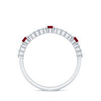 Real Ruby Diamond Half Eternity Band Ring for Women