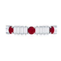 Real Ruby Diamond Half Eternity Band Ring for Women