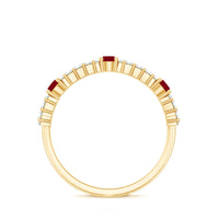 Real Ruby Diamond Half Eternity Band Ring for Women