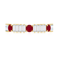 Real Ruby Diamond Half Eternity Band Ring for Women