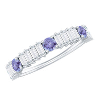 Classic Tanzanite and Diamond Half Eternity Band Ring