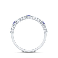 Classic Tanzanite and Diamond Half Eternity Band Ring