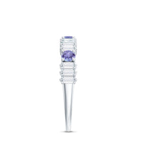 Classic Tanzanite and Diamond Half Eternity Band Ring