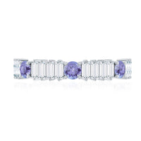 Classic Tanzanite and Diamond Half Eternity Band Ring