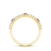 Classic Tanzanite and Diamond Half Eternity Band Ring
