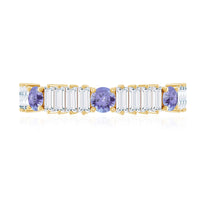 Classic Tanzanite and Diamond Half Eternity Band Ring