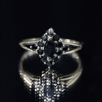 Certified Black Onyx Cluster Cocktail Ring with Split Shank
