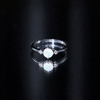 Natural Ethiopian Rainbow Opal Promise Ring with Diamond
