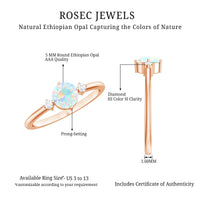 Natural Ethiopian Rainbow Opal Promise Ring with Diamond