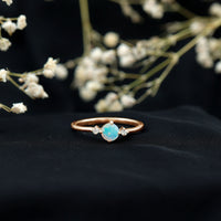 Natural Ethiopian Rainbow Opal Promise Ring with Diamond