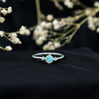 Natural Ethiopian Rainbow Opal Promise Ring with Diamond