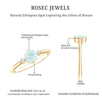 Natural Ethiopian Rainbow Opal Promise Ring with Diamond