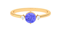 Certified Tanzanite Cute Promise Ring with Diamond