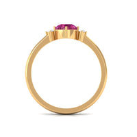Simple Round Pink Tourmaline and Diamond Promise Ring