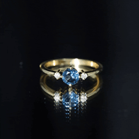 5mm Round London Blue Topaz Minimal Promise Ring with Diamond