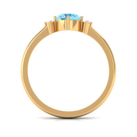 Natural 0.8 Carat Round Aquamarine Promise Ring with Diamond