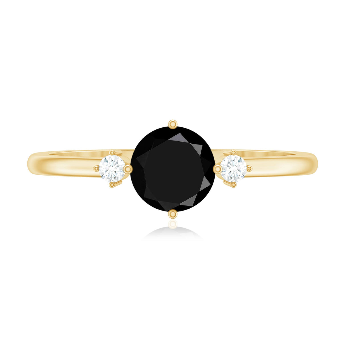 5mm Round Black Onyx Minimal Promise Ring with Diamond