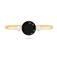 5mm Round Black Onyx Minimal Promise Ring with Diamond