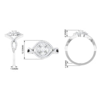 Criss cross zircon cluster engagement ring by Rosec Jewels featuring sparkling stones and intricate band design.
